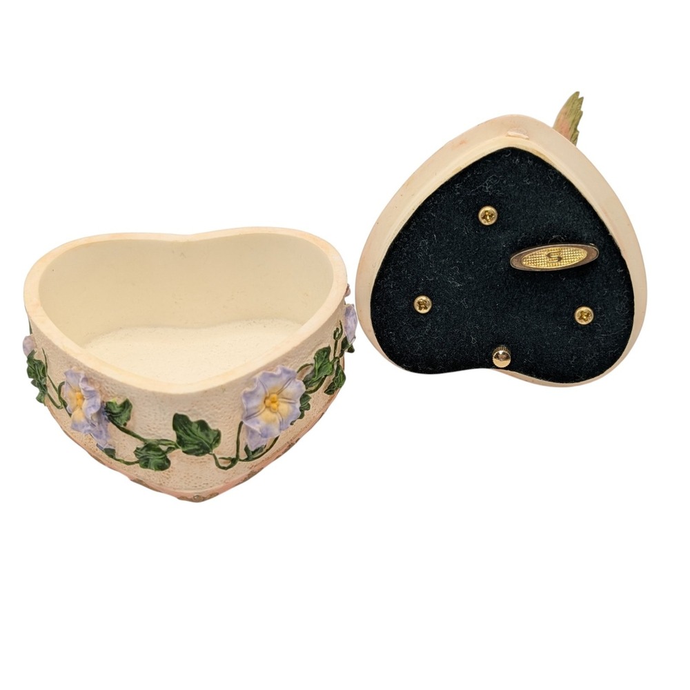 Heritage House Musical Trinket Heart Box Hummingbird Wind Beneath My Wing Works - Picture 9 of 10